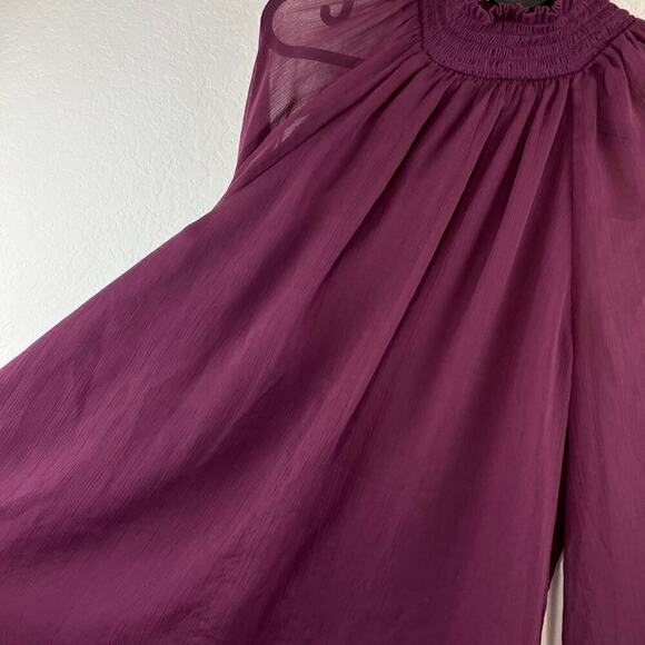 Joie Sheer Long Sleeve Smocked Mockneck Blouse Size Large Whimsigoth Witchy Goth - Picture 5 of 8